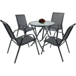 Höffner Gartenmöbel-Set   ¦ schwarz ¦ Maße (cm): B: 70 H: 89