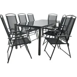 Höffner Gartenmöbel 9er-Set   ¦ schwarz ¦ Maße (cm): B: 190 H: 76