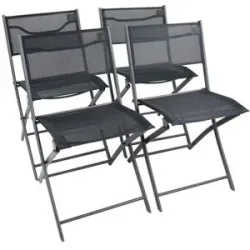 Höffner Gartenstuhl 4er-Set   ¦ schwarz ¦ Maße (cm): B: 45 H: 79