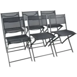 Höffner Gartenstuhl 6er-Set   ¦ schwarz ¦ Maße (cm): B: 45 H: 79