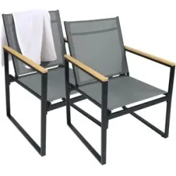 Höffner Gartenstuhl 2er-Set   ¦ grau ¦ Maße (cm): B: 54 H: 83