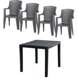 Siena Garden Gartenmöbel 5er-Set  Eden ¦ grau ¦ Maße (cm): B: 79 H: 91