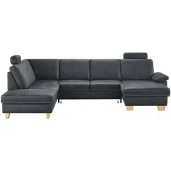 meinSofa Wohnlandschaft Kunstleder Samu ¦ blau ¦ Maße (cm): B: 316 H: 90 T: