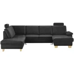 meinSofa Wohnlandschaft Kunstleder Samu ¦ schwarz ¦ Maße (cm): B: 316 H: 90 T: