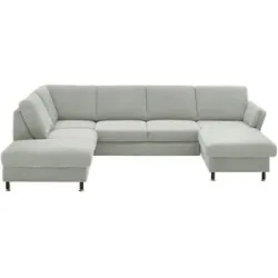 meinSofa Wohnlandschaft aus Flachgewebe Veit ¦ grau ¦ Maße (cm): B: 305 H: 90 T: