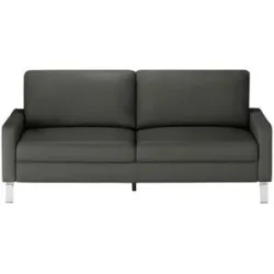 Max Schelling Ledersofa mit Winkelfüßen Maximum ¦ grau ¦ Maße (cm): B: 164 H: 86