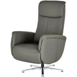 meinSofa Relaxsessel aus Leder Franzi-L ¦ grau ¦ Maße (cm): B: 71 H: 112 T: 83.0