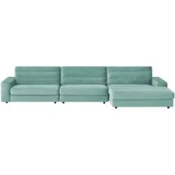 Höffner Ecksofa Samt  Scarlatti ¦ türkis/petrol ¦ Maße (cm): B: 416 H: 83 T: 205.0