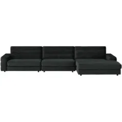 Höffner Ecksofa Samt  Scarlatti ¦ schwarz ¦ Maße (cm): B: 416 H: 83 T: 205.0