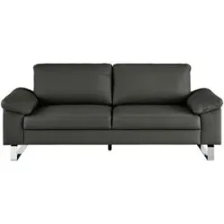 Max Schelling Ledersofa mit Kufengestell Maximum ¦ grau ¦ Maße (cm): B: 184 H: