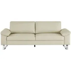 Max Schelling Ledersofa mit Kufengestell Maximum ¦ beige ¦ Maße (cm): B: 224 H:
