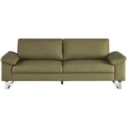 Max Schelling Ledersofa mit Kufengestell Maximum ¦ grün ¦ Maße (cm): B: 224 H: