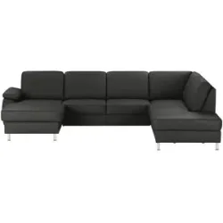 meinSofa Wohnlandschaft mit Sitz- und Rückenbezug aus Leder Kathi ¦ schwarz ¦