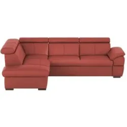 uno Ecksofa aus Echtleder Town ¦ rot ¦ Maße (cm): B: 264 H: 76 T: 210.0