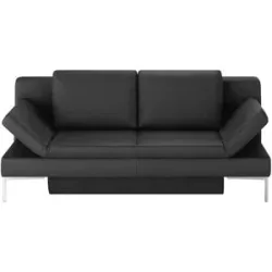 Höffner Schlafsofa mit Sitz- und Rückenfläche aus Echtleder Kenny ¦ schwarz ¦ Maße (cm):