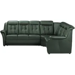 Polstermöbel Oelsa Komfort-Ecksofa aus Leder  Andorra ¦ grün ¦ Maße (cm): B: 272