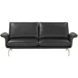Nils Olsen Ledersofa aus Echtleder Alva ¦ schwarz ¦ Maße (cm): B: 214 H: 87 T: