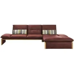 Koinor Leder-Ecksofa mit Massivholzrahmen aus Wildeiche Humfrey ¦ rot ¦ Maße