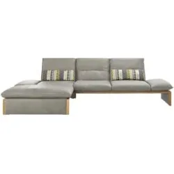 Koinor Leder-Ecksofa mit Massivholzrahmen aus Wildeiche Humfrey ¦ grau ¦ Maße