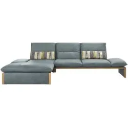 Koinor Leder-Ecksofa mit Massivholzrahmen aus Wildeiche Humfrey ¦ blau ¦ Maße