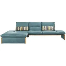 Koinor Leder-Ecksofa mit Massivholzrahmen aus Wildeiche Humfrey ¦ türkis/petrol