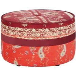 bassetti by SCHRÖNO Pouf aus Velours Tino ¦ rot ¦ Maße (cm): H: 39  Ø: 63