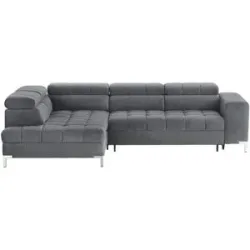 Höffner Ecksofa mit verstellbaren Kopfstützen Arte ¦ grau ¦ Maße (cm): B: 284 H: 97 T: