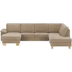 meinSofa Wohnlandschaft Leder Samu ¦ beige ¦ Maße (cm): B: 316 H: 90 T: 235.0