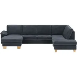 meinSofa Wohnlandschaft Leder Samu ¦ blau ¦ Maße (cm): B: 316 H: 90 T: 235.0