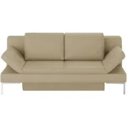 Höffner Schlafsofa mit Sitz- und Rückenfläche aus Echtleder Kenny ¦ beige ¦ Maße (cm):