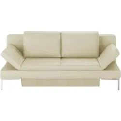 Höffner Schlafsofa mit Sitz- und Rückenfläche aus Echtleder Kenny ¦ creme ¦ Maße (cm):