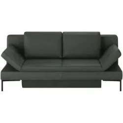 Höffner Schlafsofa mit Sitz- und Rückenfläche aus Echtleder Kenny ¦ grau ¦ Maße (cm): B: