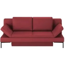 Höffner Schlafsofa mit Sitz- und Rückenfläche aus Echtleder Kenny ¦ rot ¦ Maße (cm): B:
