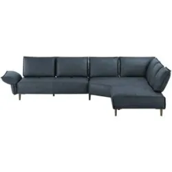 W.SCHILLIG Ecksofa aus Echtleder Bonnie ¦ blau ¦ Maße (cm): B: 341 H: 84 T: