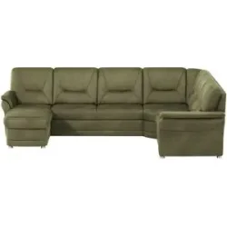 meinSofa Wohnlandschaft aus Mikrofaser Edda ¦ grün ¦ Maße (cm): B: 309 H: 96 T: