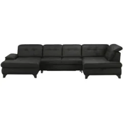 Lounge Collection Wohnlandschaft Leder  Jona ¦ schwarz ¦ Maße (cm): B: 368 H: