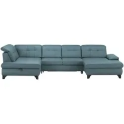 Lounge Collection Wohnlandschaft Leder  Jona ¦ blau ¦ Maße (cm): B: 368 H: 100