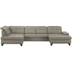Lounge Collection Wohnlandschaft Leder  Jona ¦ grau ¦ Maße (cm): B: 368 H: 100