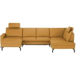 meinSofa Wohnlandschaft aus Leder Grace ¦ orange ¦ Maße (cm): B: 332 H: 89 T: