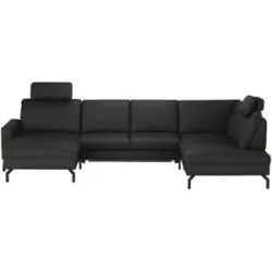 meinSofa Wohnlandschaft aus Leder Grace ¦ schwarz ¦ Maße (cm): B: 332 H: 89 T: