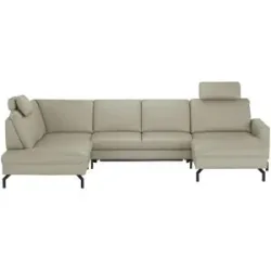 meinSofa Wohnlandschaft aus Leder Grace ¦ grau ¦ Maße (cm): B: 332 H: 89 T: