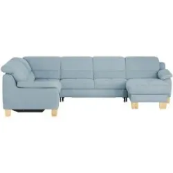 meinSofa Wohnlandschaft aus Mikrofaser Hanna ¦ blau ¦ Maße (cm): B: 322 H: 84 T: