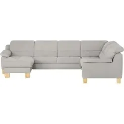 meinSofa Wohnlandschaft aus Mikrofaser Hanna ¦ grau ¦ Maße (cm): B: 322 H: 84 T: