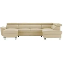 uno Wohnlandschaft aus Echtleder Avola ¦ beige ¦ Maße (cm): B: 315 H: 90 T: