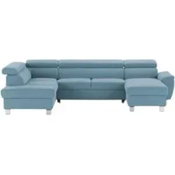 uno Wohnlandschaft aus Mikrofaser Avola ¦ blau ¦ Maße (cm): B: 318 H: 90 T: