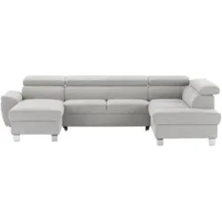 uno Wohnlandschaft aus Mikrofaser Avola ¦ grau ¦ Maße (cm): B: 318 H: 90 T:
