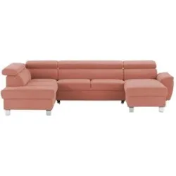 uno Wohnlandschaft aus Mikrofaser Avola ¦ rosa/pink ¦ Maße (cm): B: 318 H: 90 T: