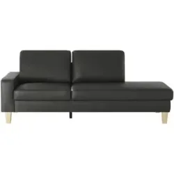 Höffner Recamiere aus Leder Bena ¦ schwarz ¦ Maße (cm): B: 213 H: 86 T: 97.0