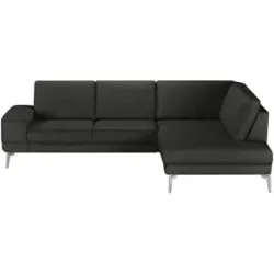 meinSofa Ecksofa aus Leder Dana ¦ schwarz ¦ Maße (cm): B: 269 H: 86 T: 222.0