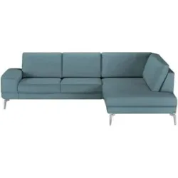 meinSofa Ecksofa aus Leder Dana ¦ blau ¦ Maße (cm): B: 269 H: 86 T: 222.0